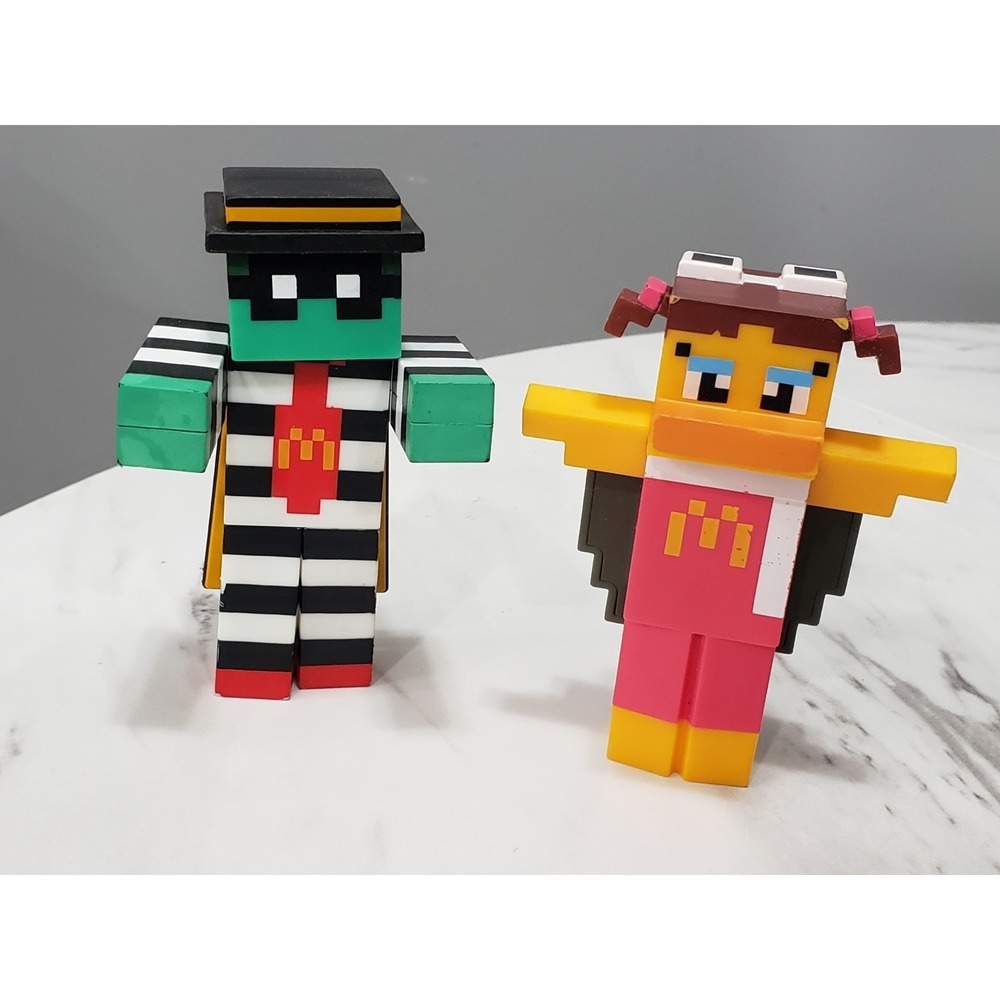 Lot 2 McDonald's Hamburglar Birdie Minecraft Style Block Figure Toy Kids Meal